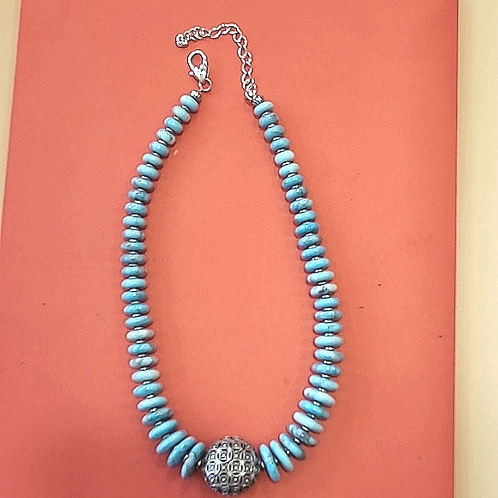Brighton Beaded Necklace Turquoise (color) and Silver